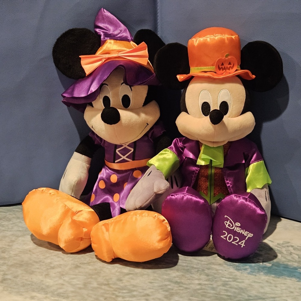 Disney Halloween Mickey Minnie Plush Lot 2024 Vampire Witch Just Play
